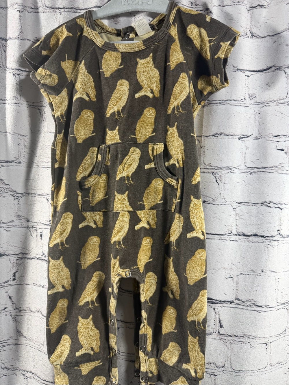 kate quinn Organic cotton Owl Short Sleeve Romper
